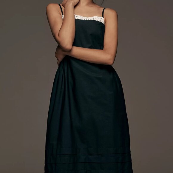 Anthropologie Square-Neck Poplin Midi Dress, Sz Sm - Picture 7 of 8